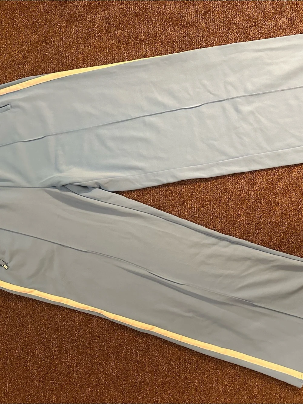 Wide-Leg Athletic Track Pants in Sky Blue with Side Stripes - Picture 6 of 7